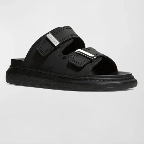 Alexander McQueen Men's Hybrid Slides Size 45/12Black and Silver